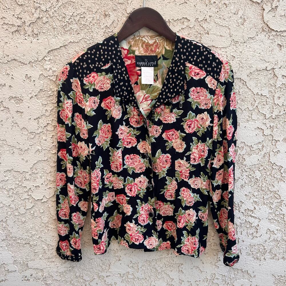 Carole Little Vintage Jeweled Blouse Size 2